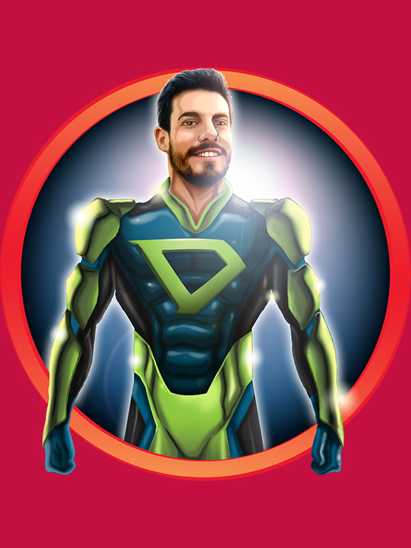 An image representing the Diego custom superhero avatar